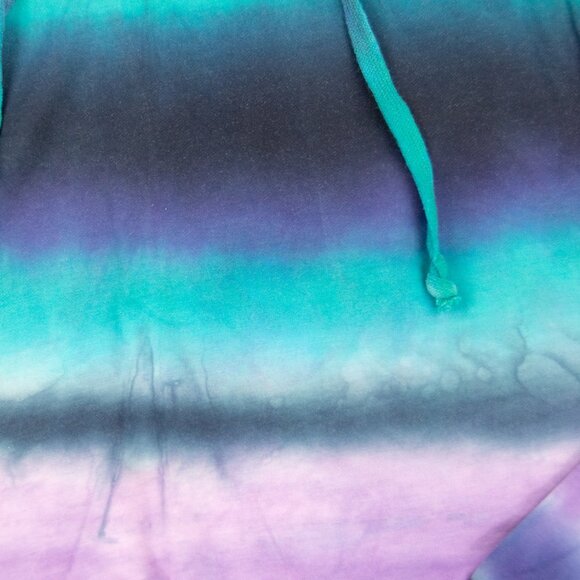 Colorado Dusk Tie Dye Hoodie Crop Top | Purple Teal Black Long Sleeve Shirt - Picture 4 of 4